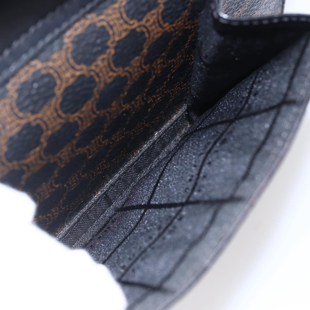 CELINE Macadam Canvas Shoulder Bag PVC Leather Black Gold Auth 154614