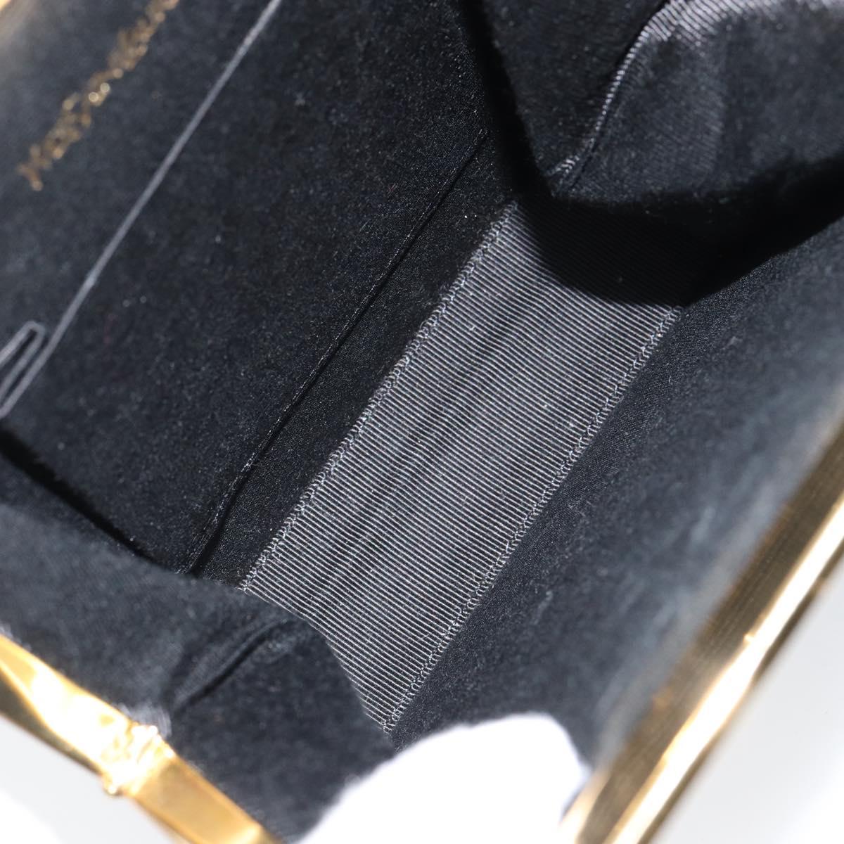 SAINT LAURENT Hand Bag Enamel Black Gold Auth 154615