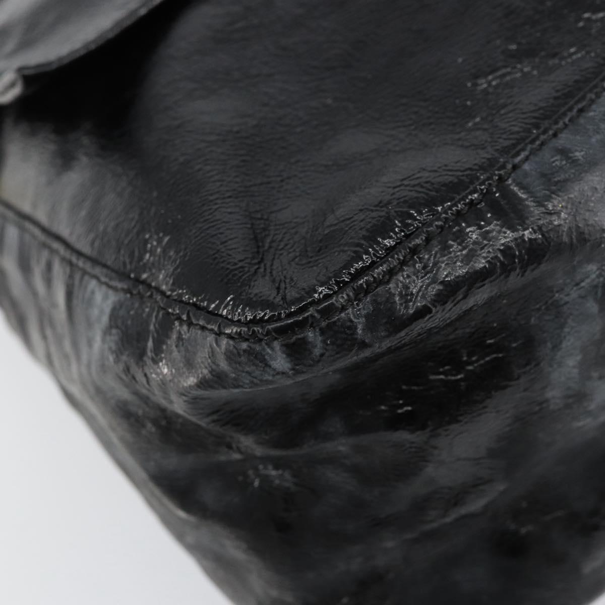 FENDI Shoulder Bag Leather Black Gold Auth 154618