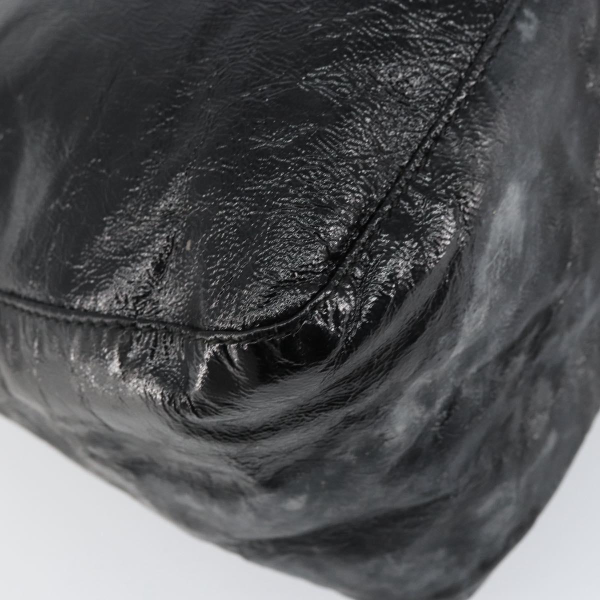 FENDI Shoulder Bag Leather Black Gold Auth 154618