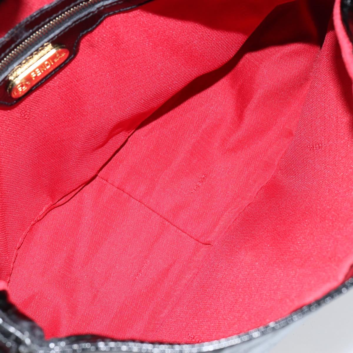 FENDI Shoulder Bag Leather Black Gold Auth 154618