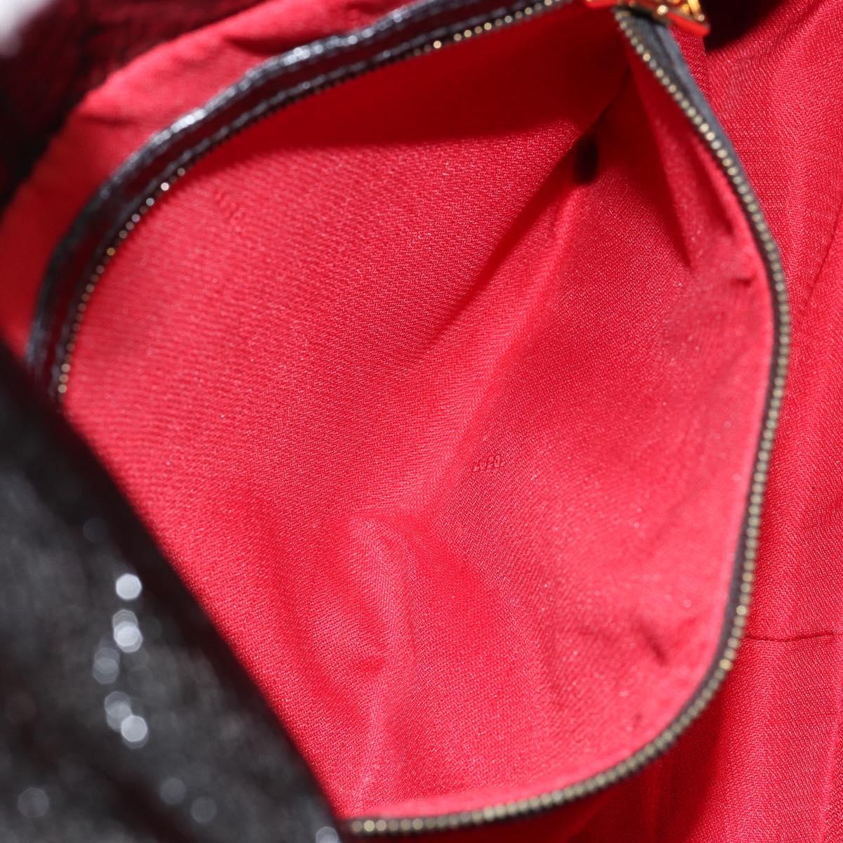 FENDI Shoulder Bag Leather Black Gold Auth 154618