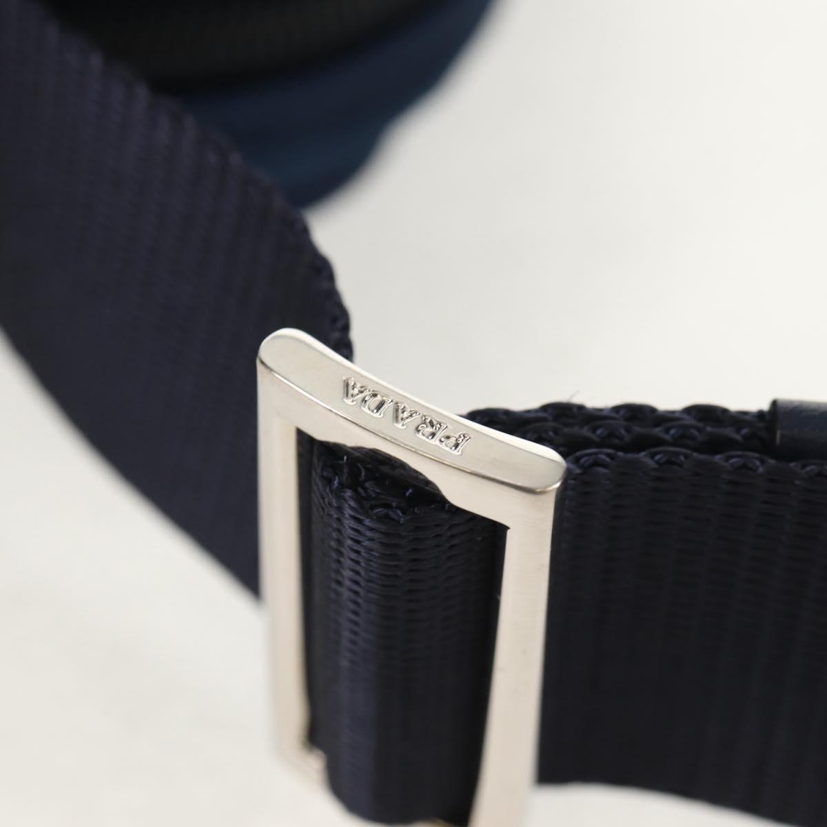 PRADA Shoulder Bag Nylon Navy Silver Auth 154621V