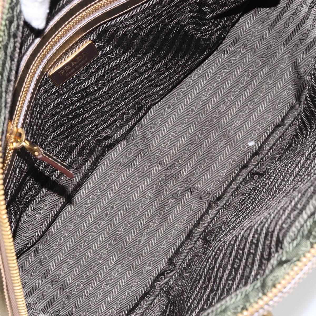 PRADA Hand Bag Canvas Beige Gold Auth 154622