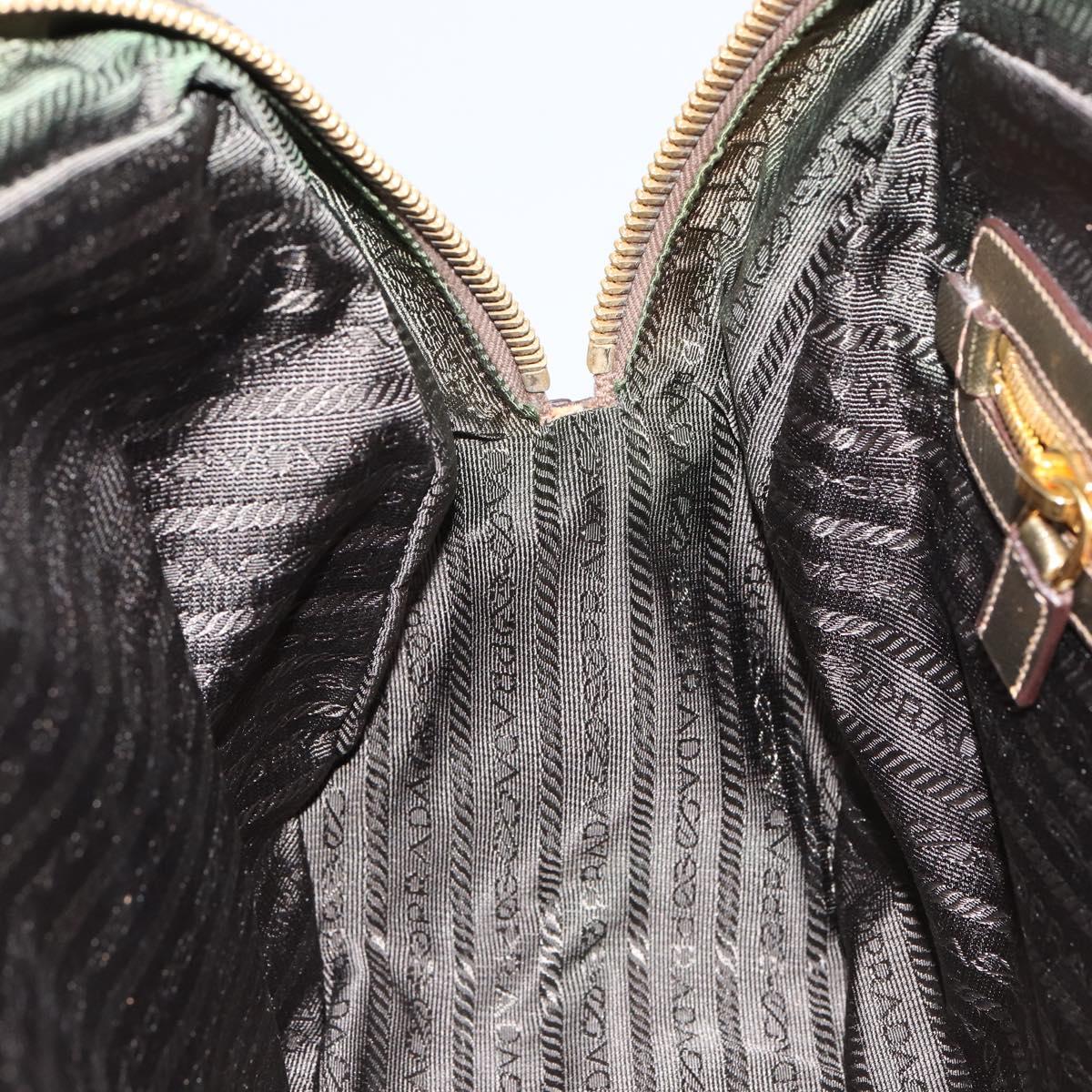 PRADA Hand Bag Canvas Beige Gold Auth 154622