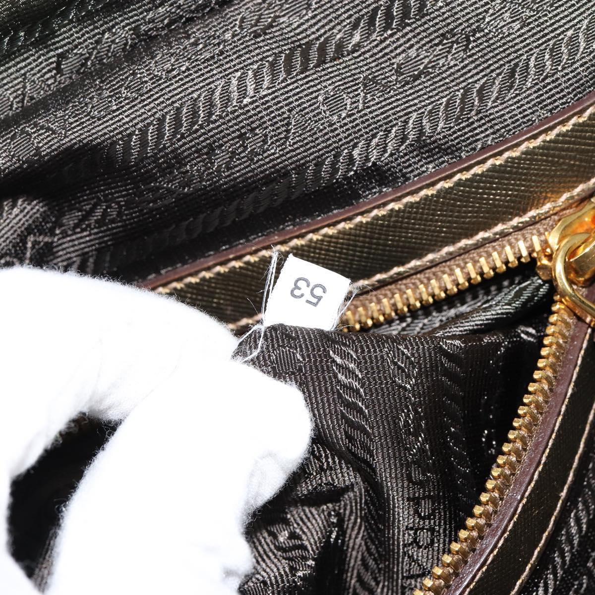 PRADA Hand Bag Canvas Beige Gold Auth 154622