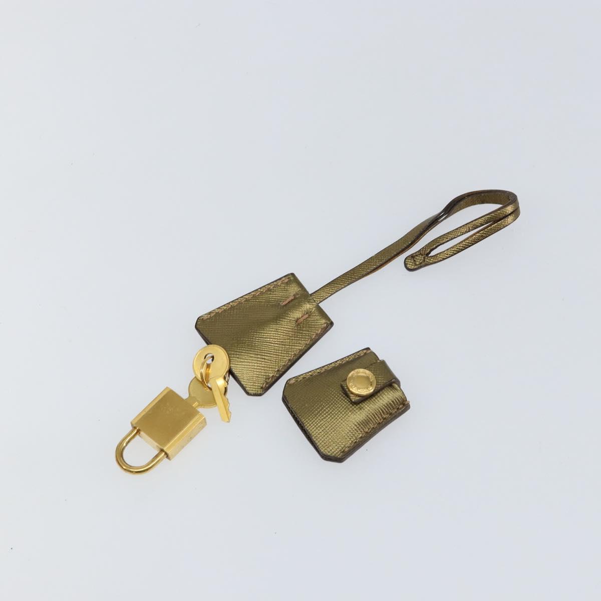 PRADA Hand Bag Canvas Beige Gold Auth 154622