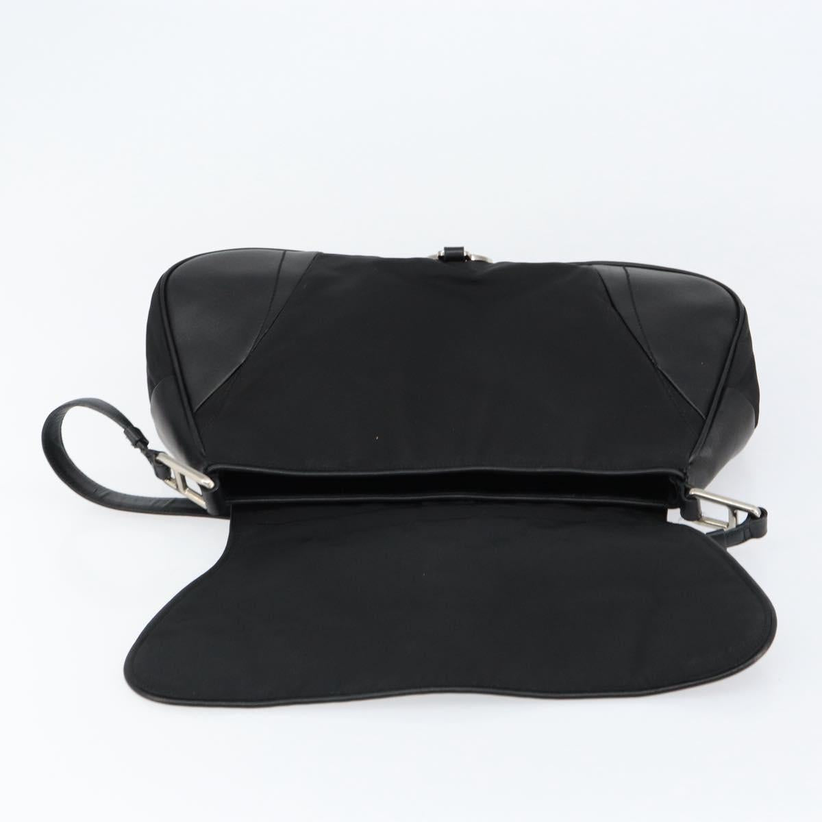 PRADA Shoulder Bag Leather Black Silver Auth 154624