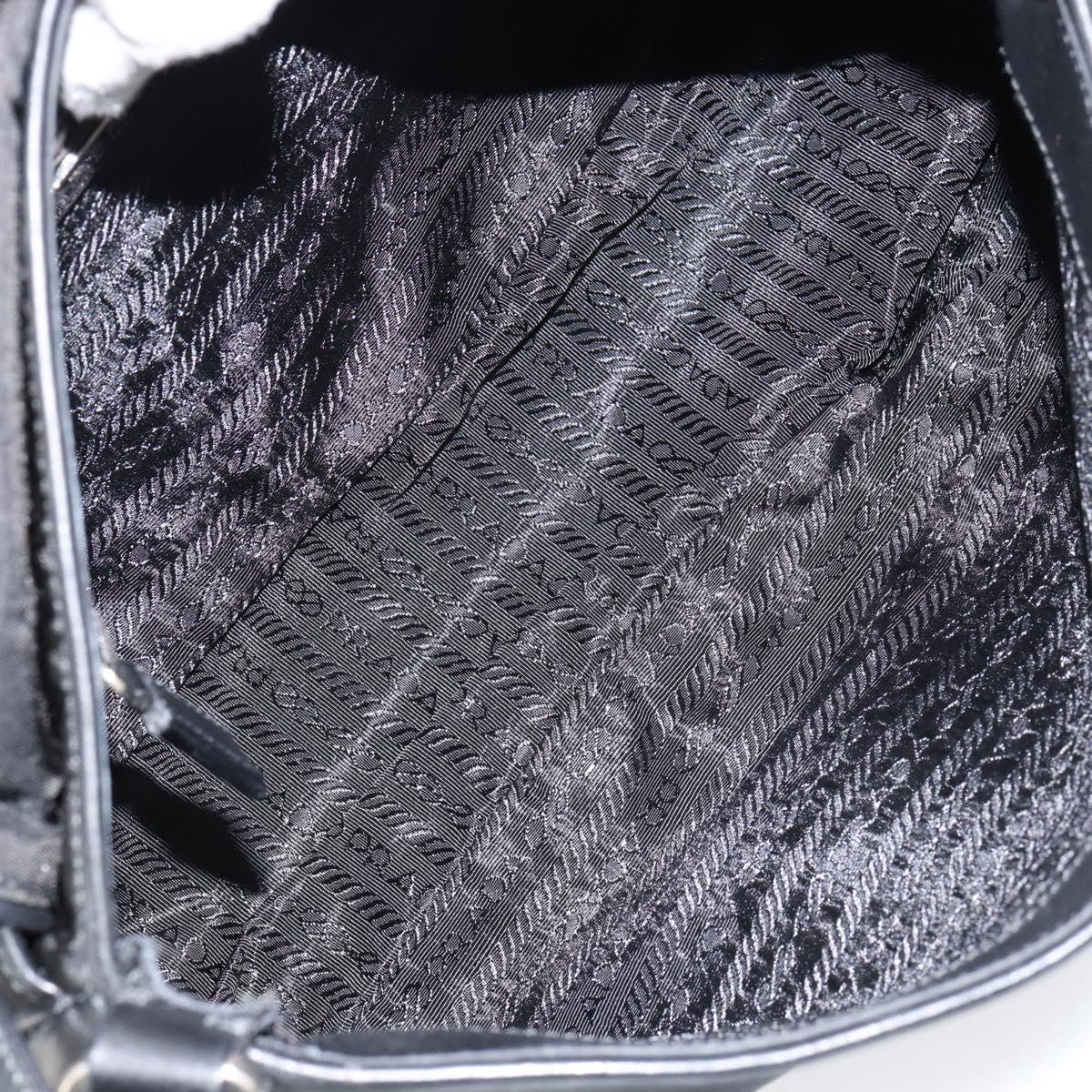 PRADA Shoulder Bag Leather Black Silver Auth 154624