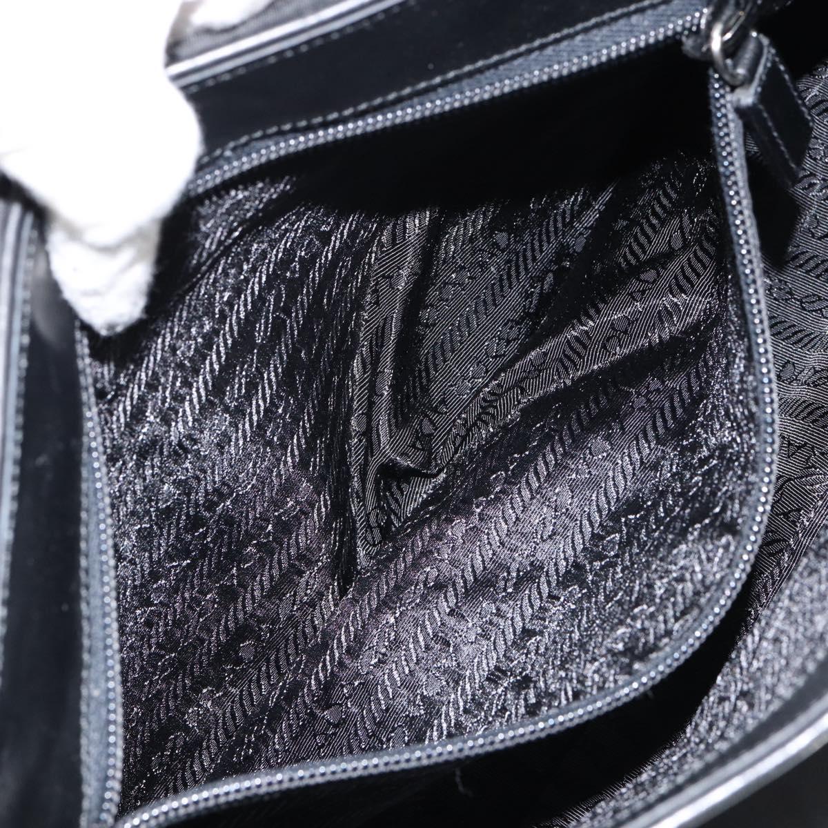 PRADA Shoulder Bag Leather Black Silver Auth 154624