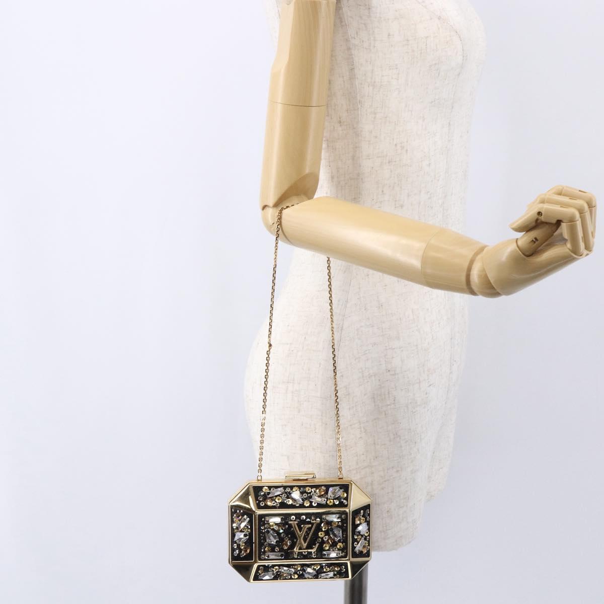 LOUIS VUITTON Beads Minodiere Shoulder Bag metal Gold LV Auth 154628SM