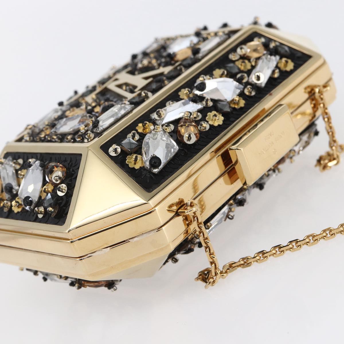 LOUIS VUITTON Beads Minodiere Shoulder Bag metal Gold LV Auth 154628SM