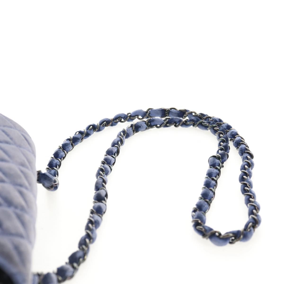 CHANEL Matelasse 20 Chain Shoulder Bag Velor Navy CC Auth 154631V