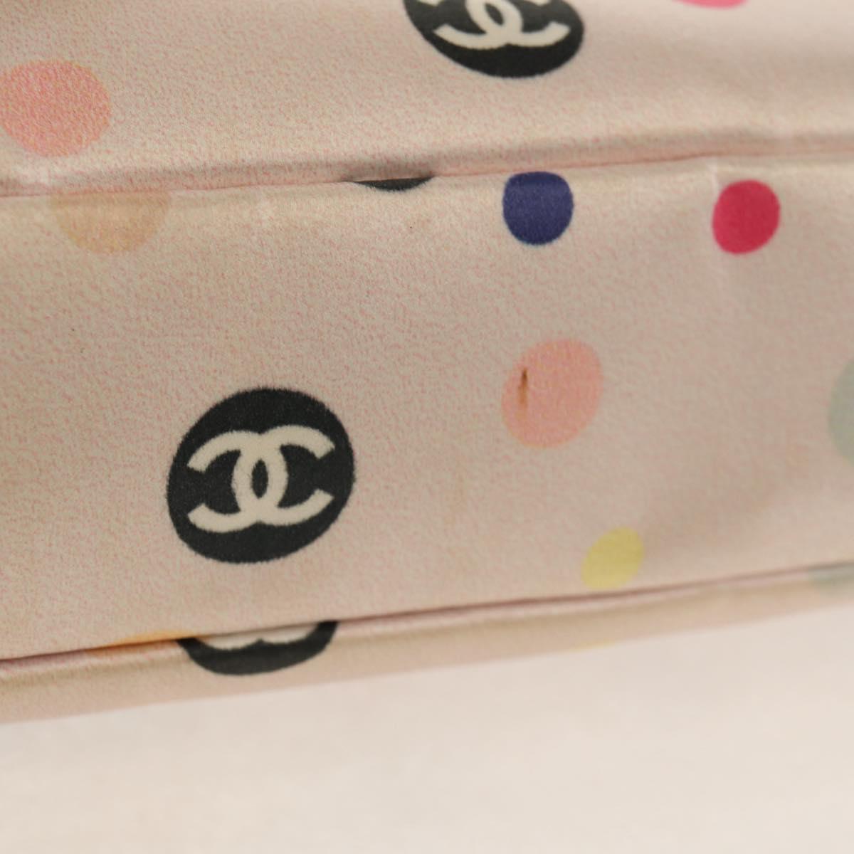 CHANEL Chain Shoulder Bag Satin Pink Gold CC Auth 154632V