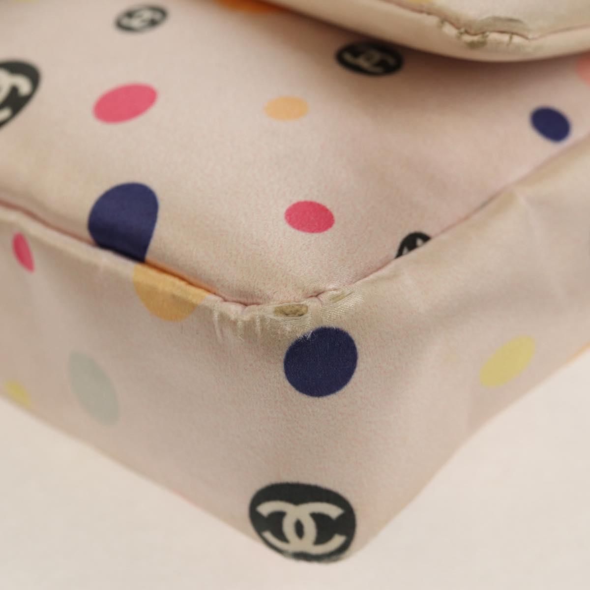 CHANEL Chain Shoulder Bag Satin Pink Gold CC Auth 154632V