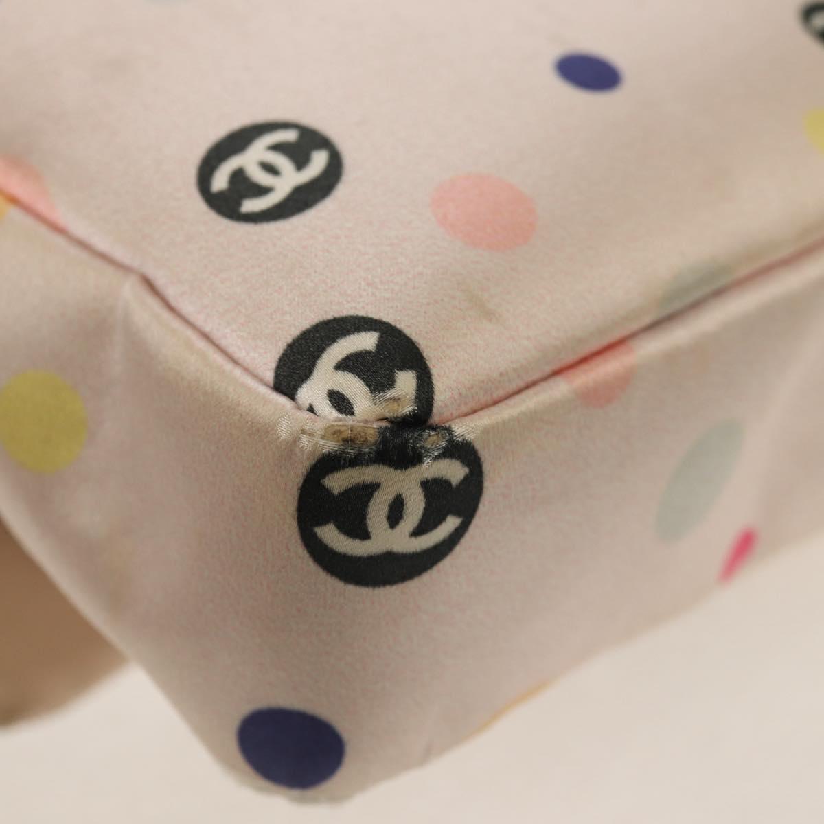 CHANEL Chain Shoulder Bag Satin Pink Gold CC Auth 154632V