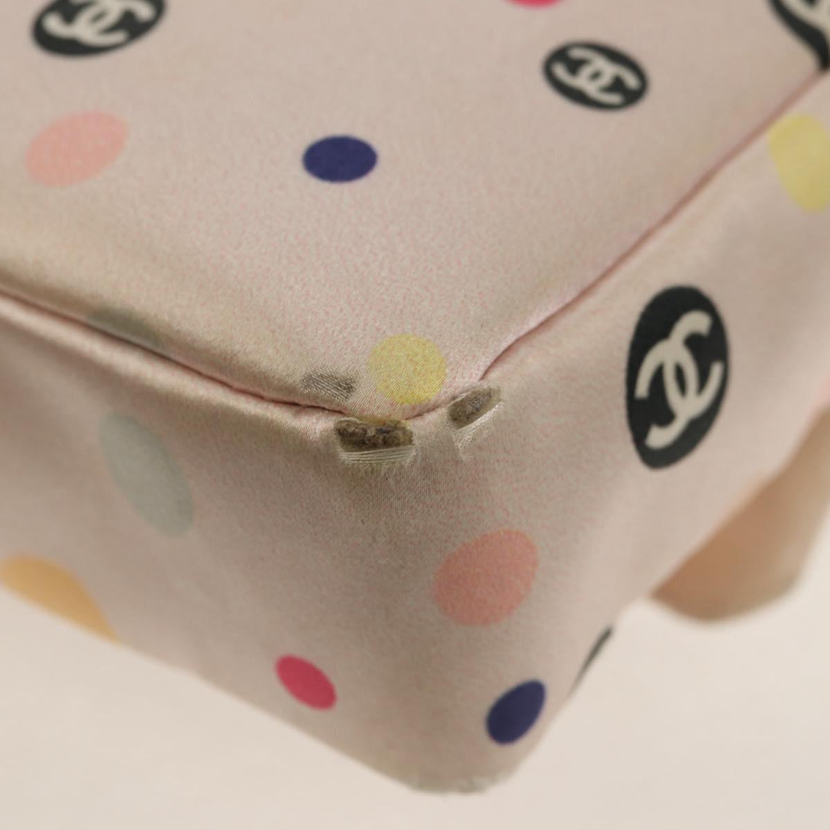 CHANEL Chain Shoulder Bag Satin Pink Gold CC Auth 154632V