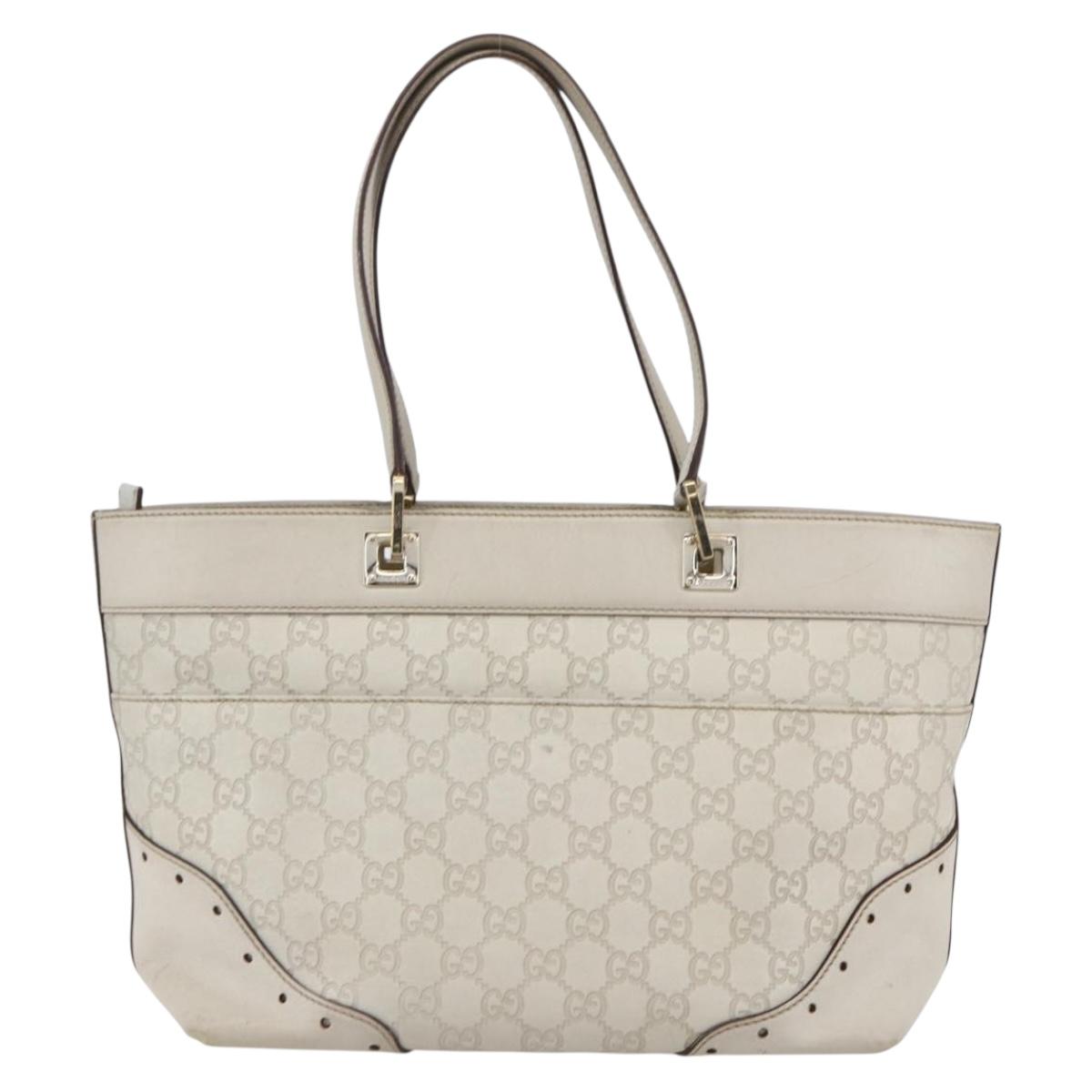 GUCCI GG Canvas Guccissima Tote Bag Leather Ivory Gold 145998 Auth 154640
