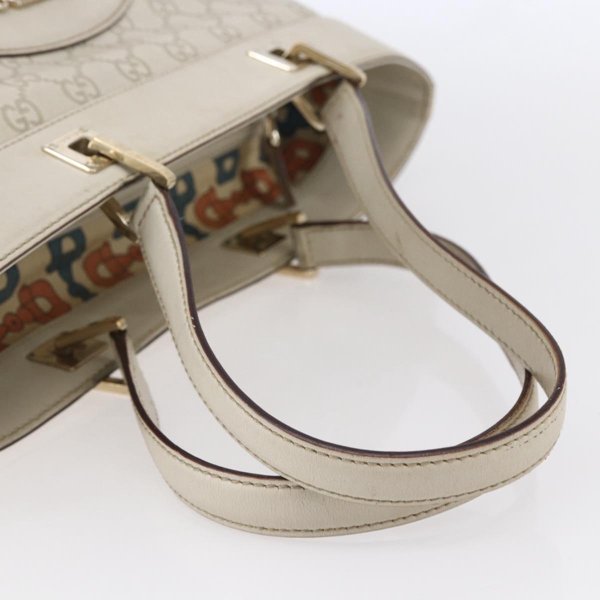 GUCCI GG Canvas Guccissima Tote Bag Leather Ivory Gold 145998 Auth 154640