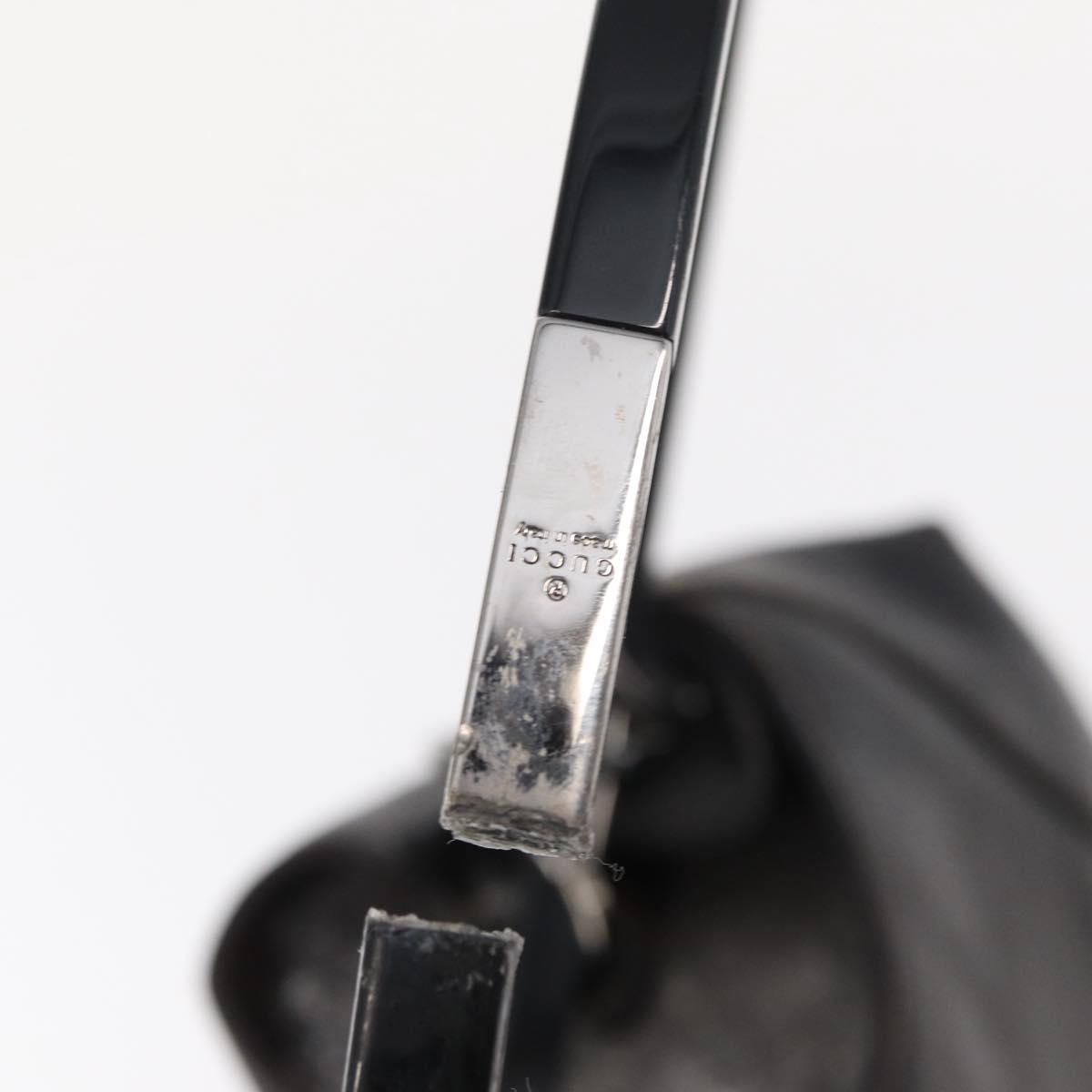 GUCCI Hand Bag Leather Black Silver 001 3738 Auth 154641