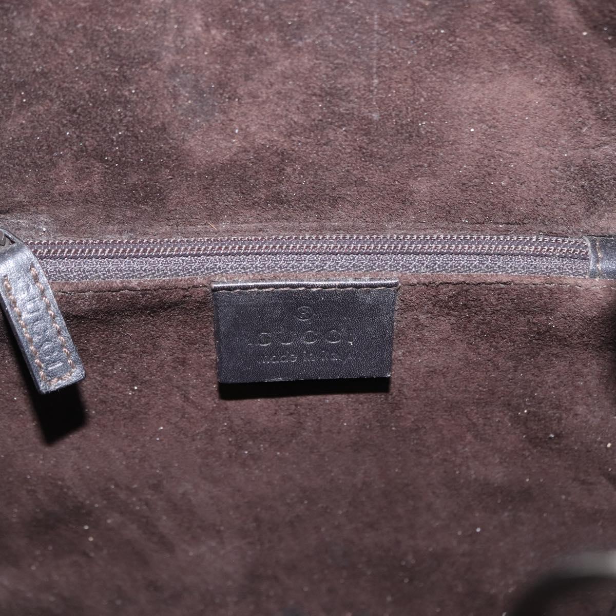 GUCCI Hand Bag Leather Black Silver 001 3738 Auth 154641