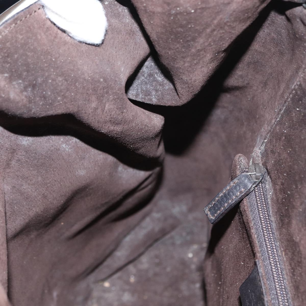 GUCCI Hand Bag Leather Black Silver 001 3738 Auth 154641