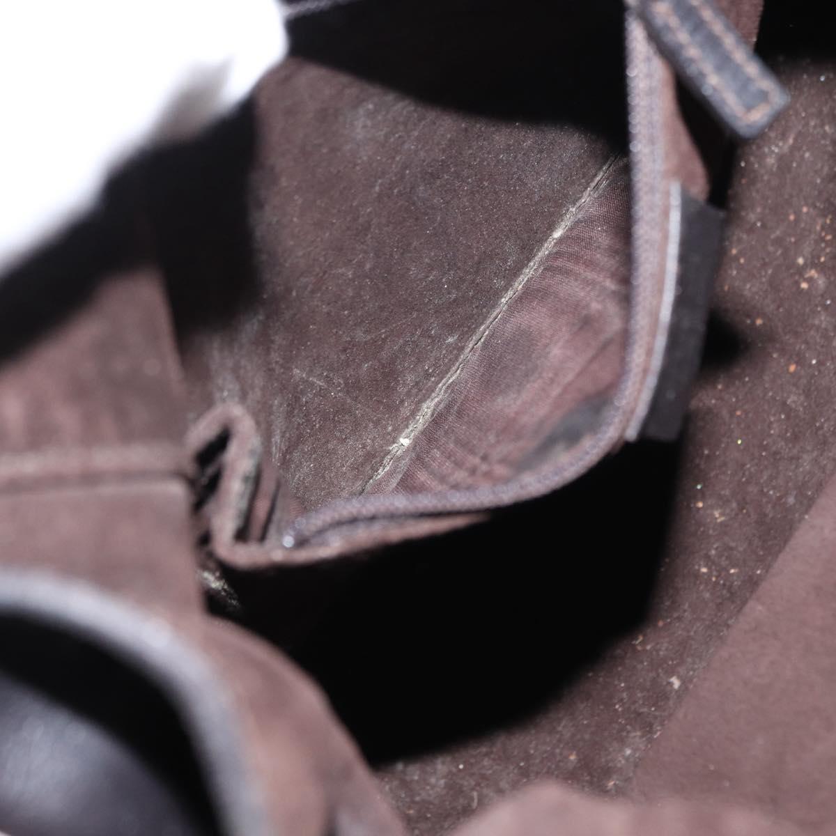 GUCCI Hand Bag Leather Black Silver 001 3738 Auth 154641