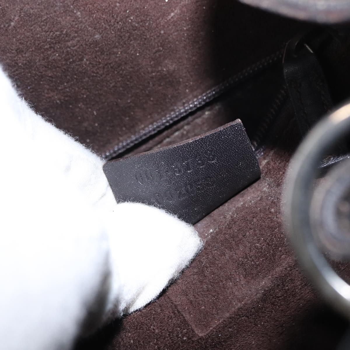 GUCCI Hand Bag Leather Black Silver 001 3738 Auth 154641