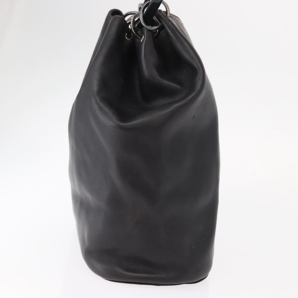 GUCCI Hand Bag Leather Black Silver 001 3738 Auth 154641