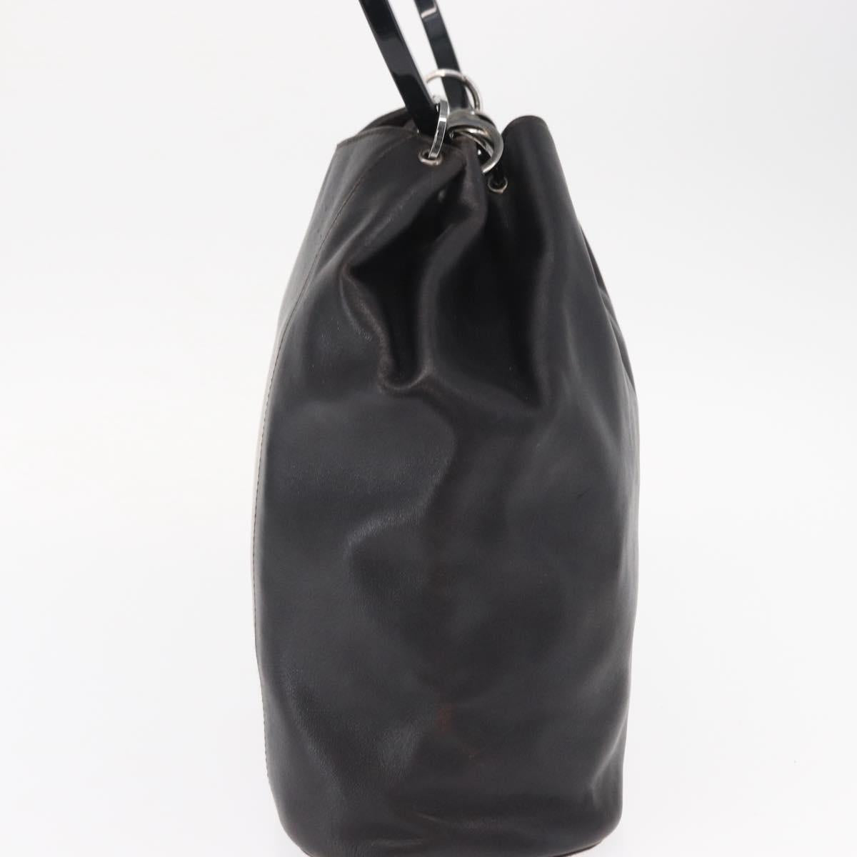 GUCCI Hand Bag Leather Black Silver 001 3738 Auth 154641