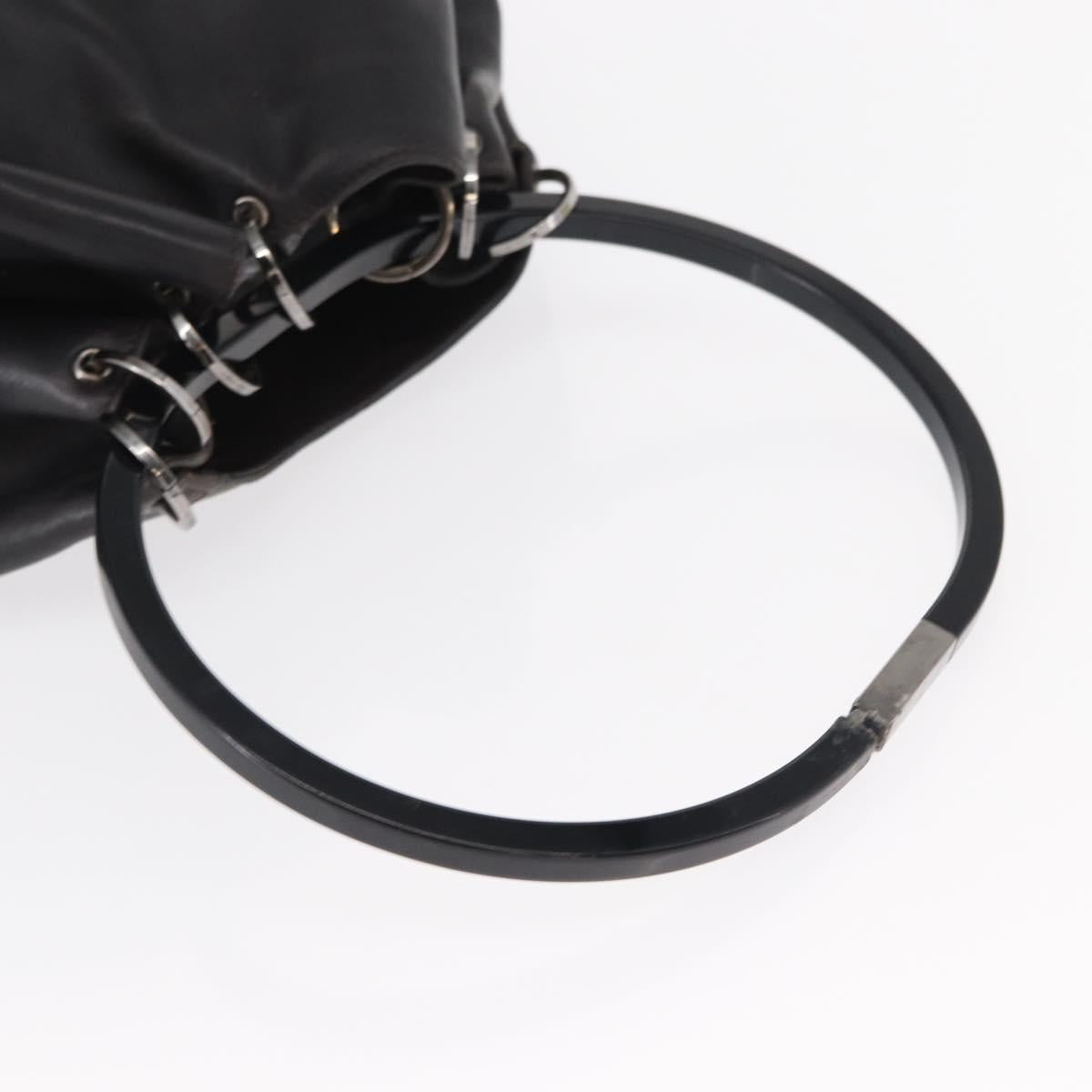 GUCCI Hand Bag Leather Black Silver 001 3738 Auth 154641