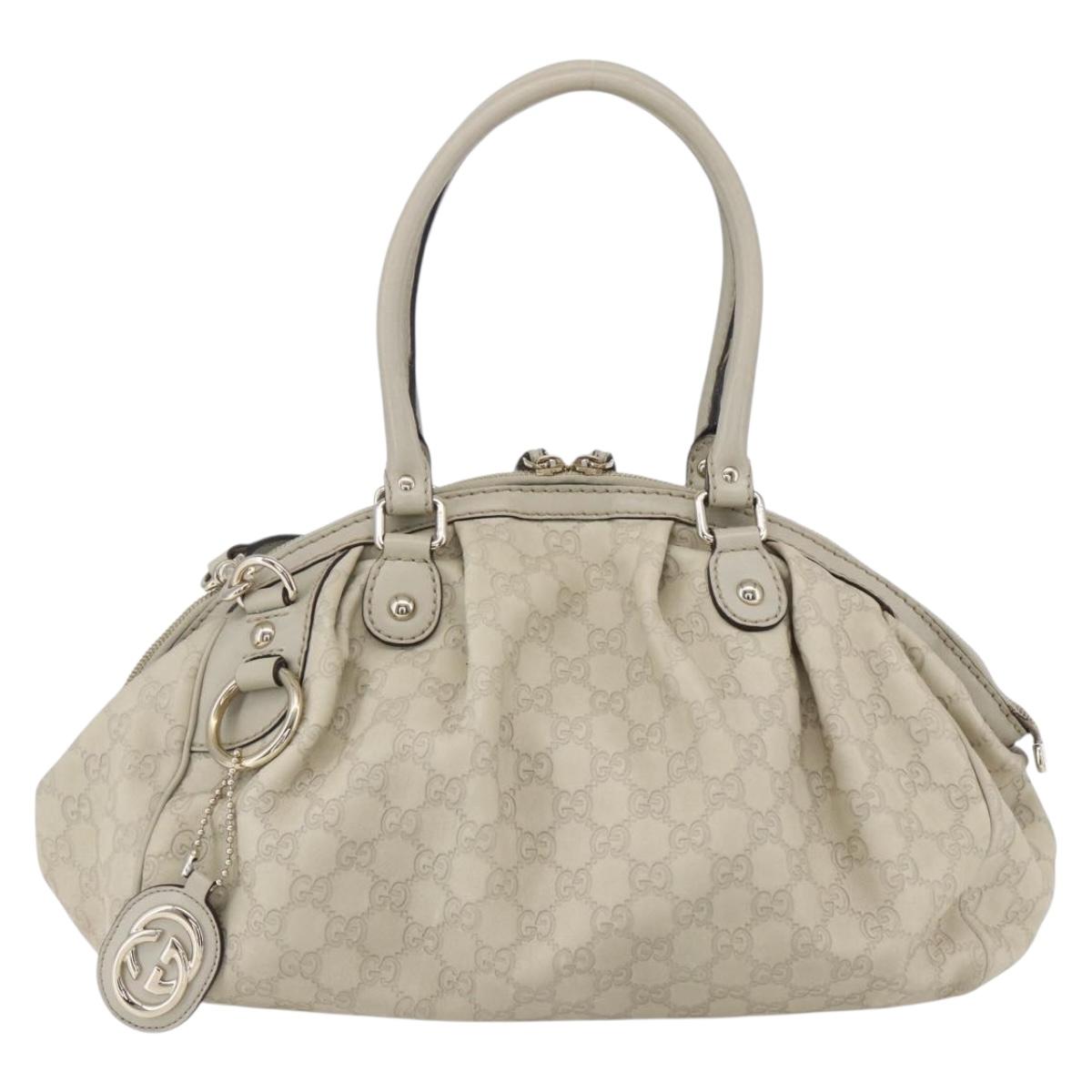 GUCCI GG Canvas Guccissima Sukey Hand Bag 2way Ivory Gold 223974 Auth 154642