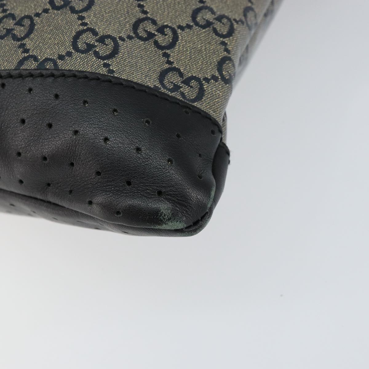 GUCCI GG Crystal Shoulder Bag Coated Canvas Navy Gold 145857 Auth 154643