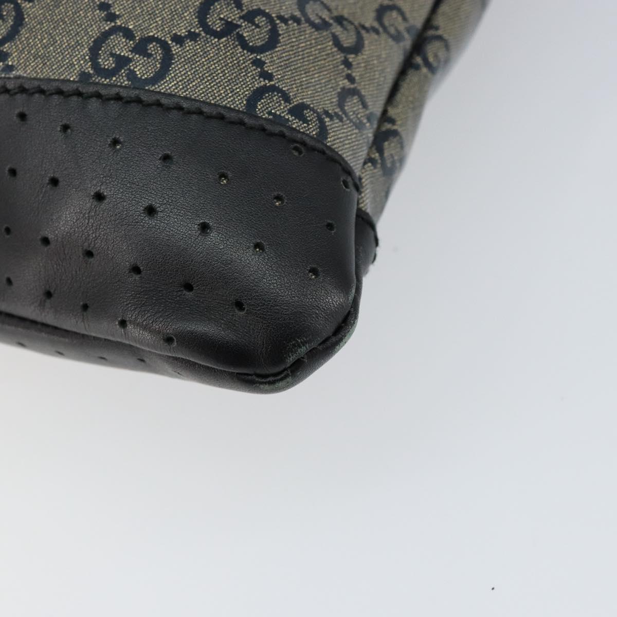 GUCCI GG Crystal Shoulder Bag Coated Canvas Navy Gold 145857 Auth 154643