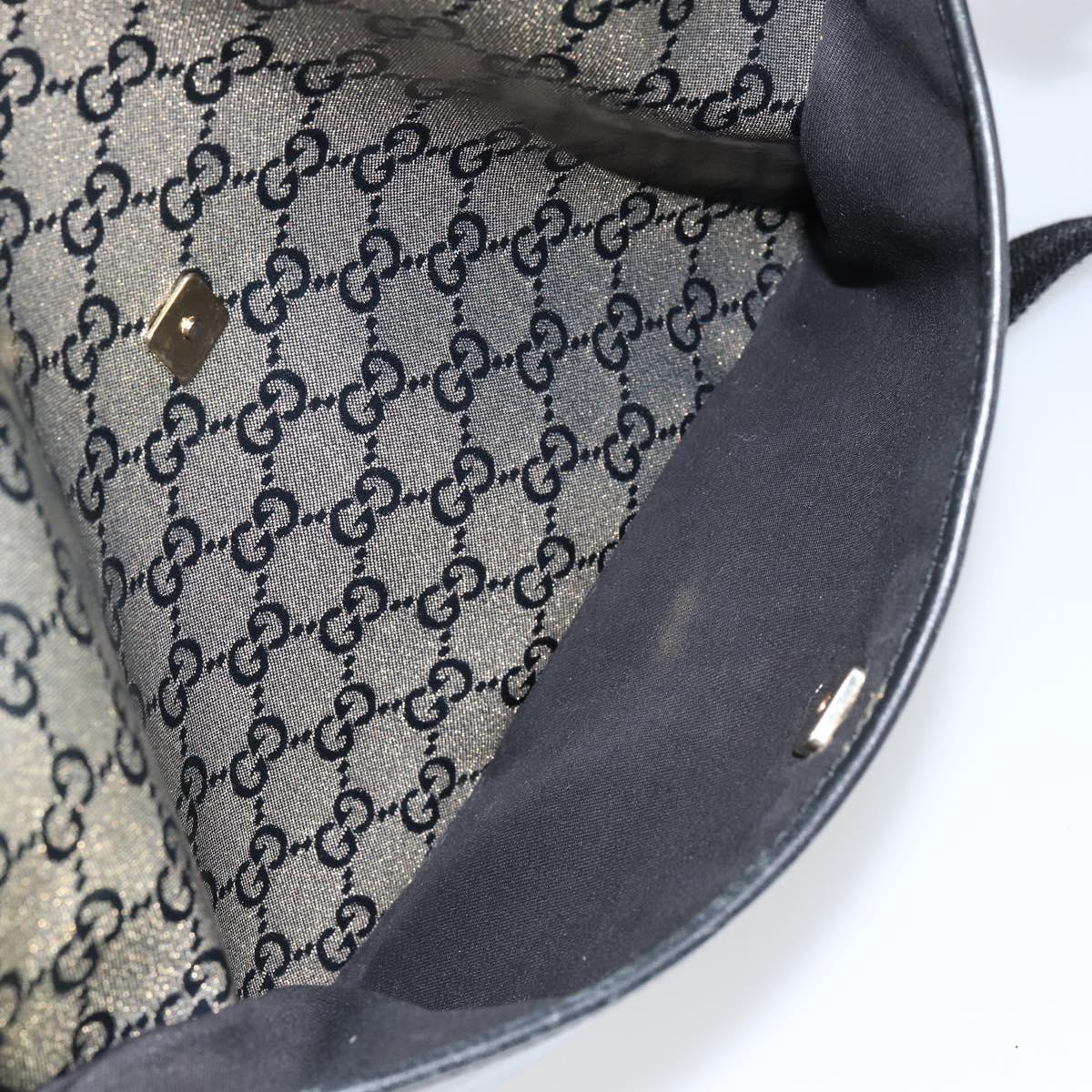 GUCCI GG Crystal Shoulder Bag Coated Canvas Navy Gold 145857 Auth 154643