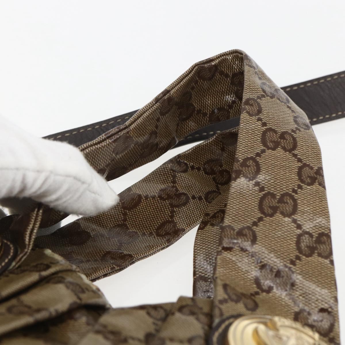 GUCCI GG Crystal Histeria Bag Coated Canvas 2way Beige Gold 203486 Auth 154644