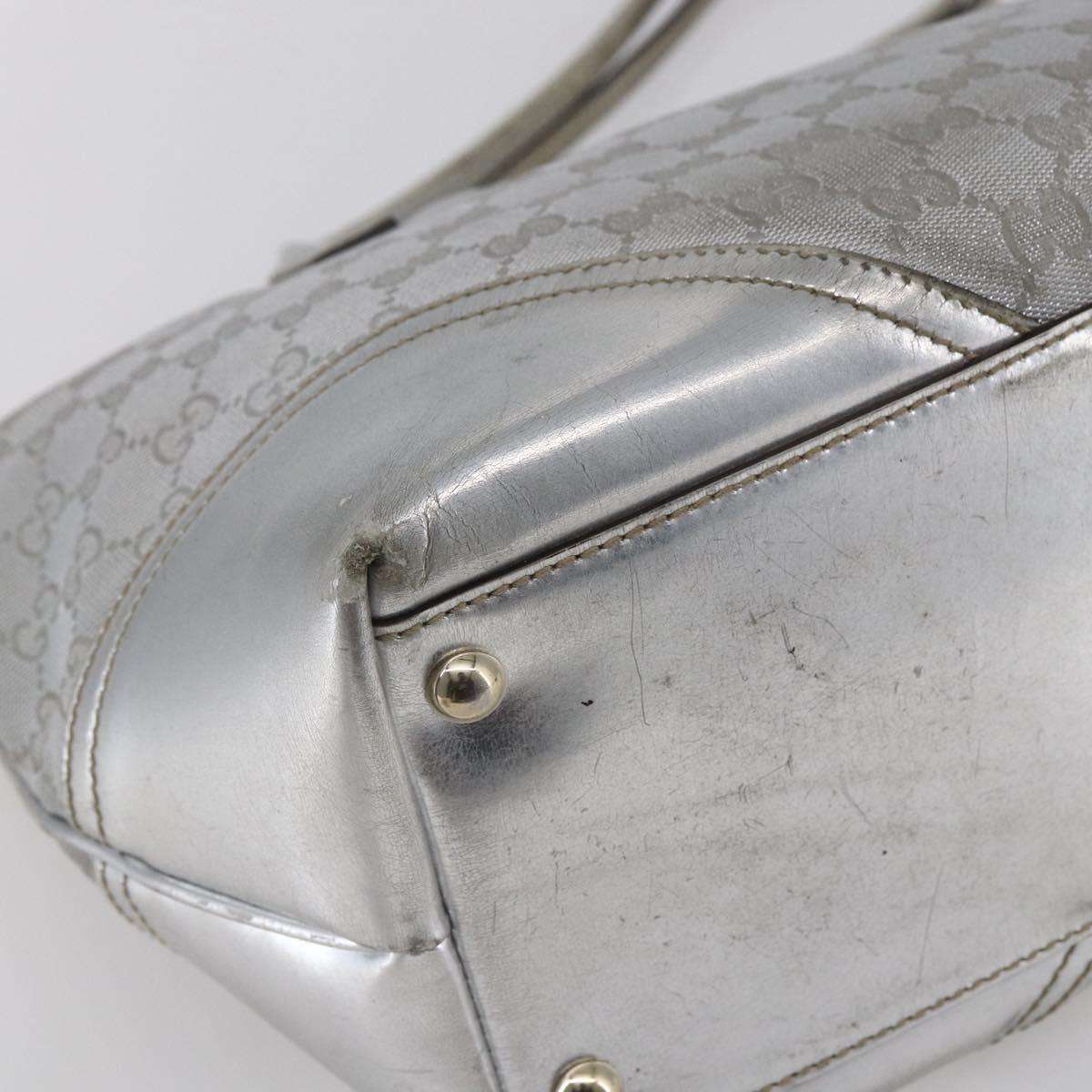 GUCCI GG Canvas Newbrit Tote Bag Silver Gold 169946 Auth 154645