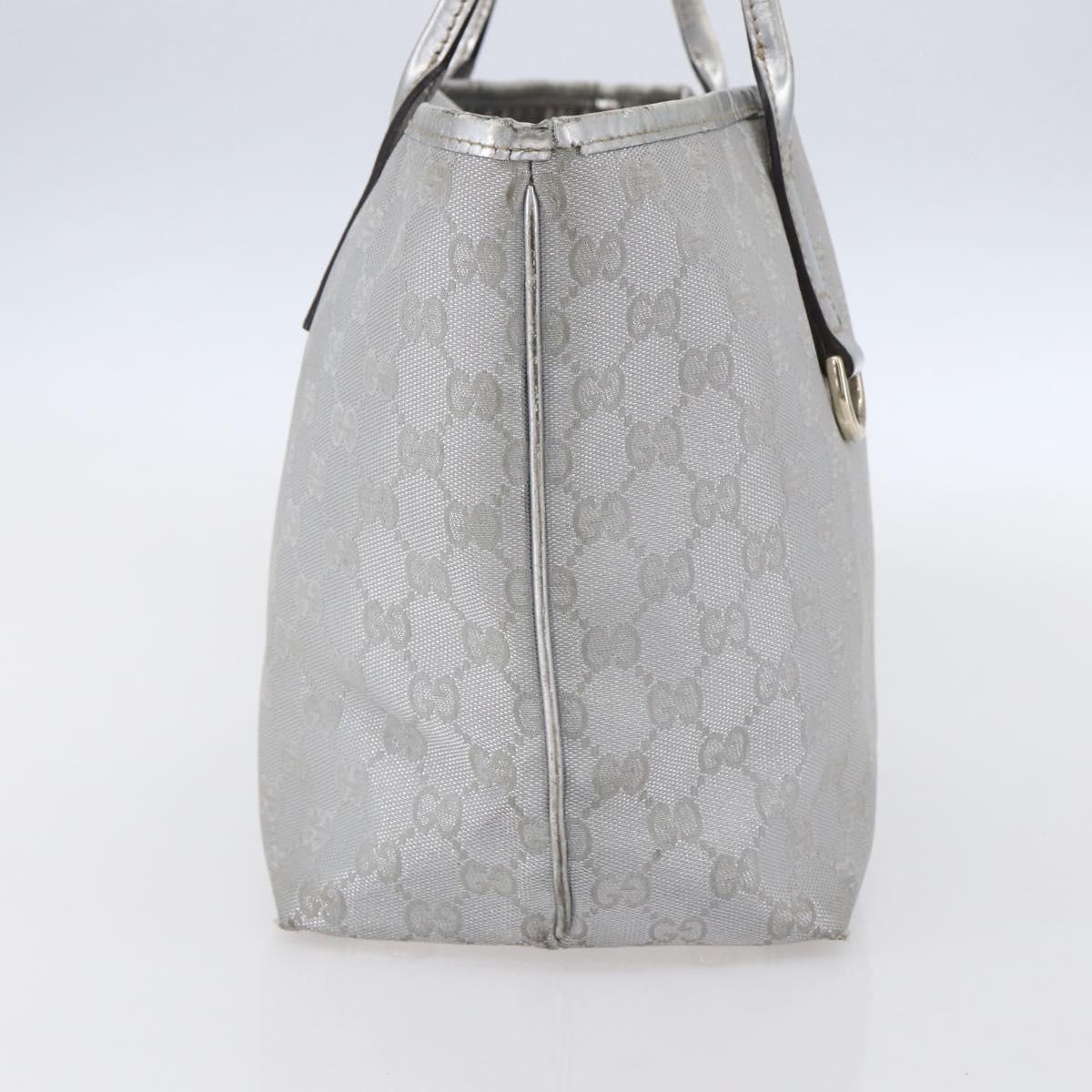 GUCCI GG Canvas Newbrit Tote Bag Silver Gold 169946 Auth 154645