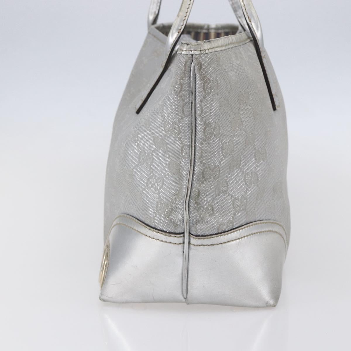 GUCCI GG Canvas Newbrit Tote Bag Silver Gold 169946 Auth 154645