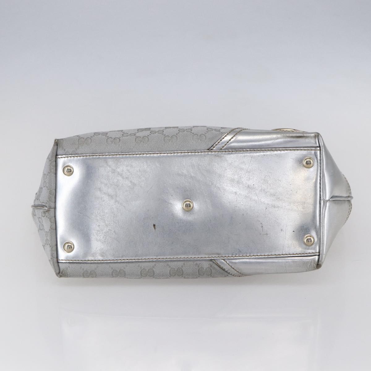 GUCCI GG Canvas Newbrit Tote Bag Silver Gold 169946 Auth 154645