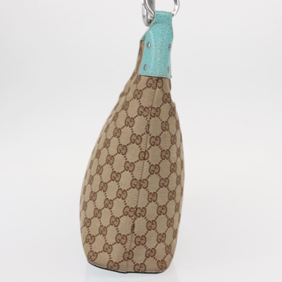 GUCCI GG Canvas Shoulder Bag Beige Silver 115003 Auth 154649