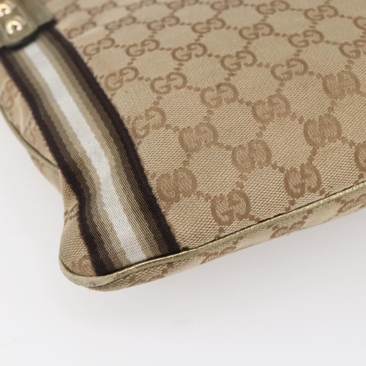 GUCCI GG Canvas Sherry Line Shoulder Bag Beige Gold 144388 Auth 154650A