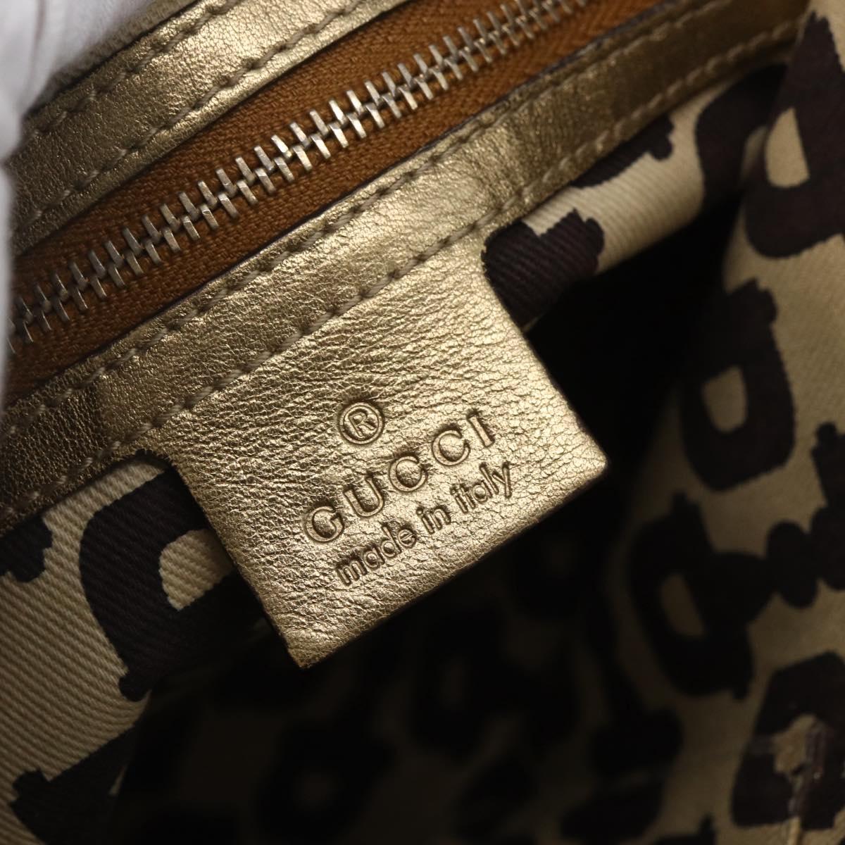 GUCCI GG Canvas Sherry Line Shoulder Bag Beige Gold 144388 Auth 154650A