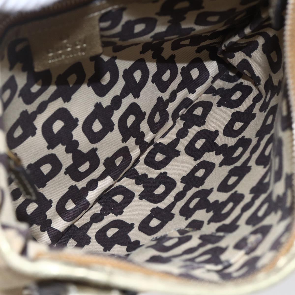 GUCCI GG Canvas Sherry Line Shoulder Bag Beige Gold 144388 Auth 154650