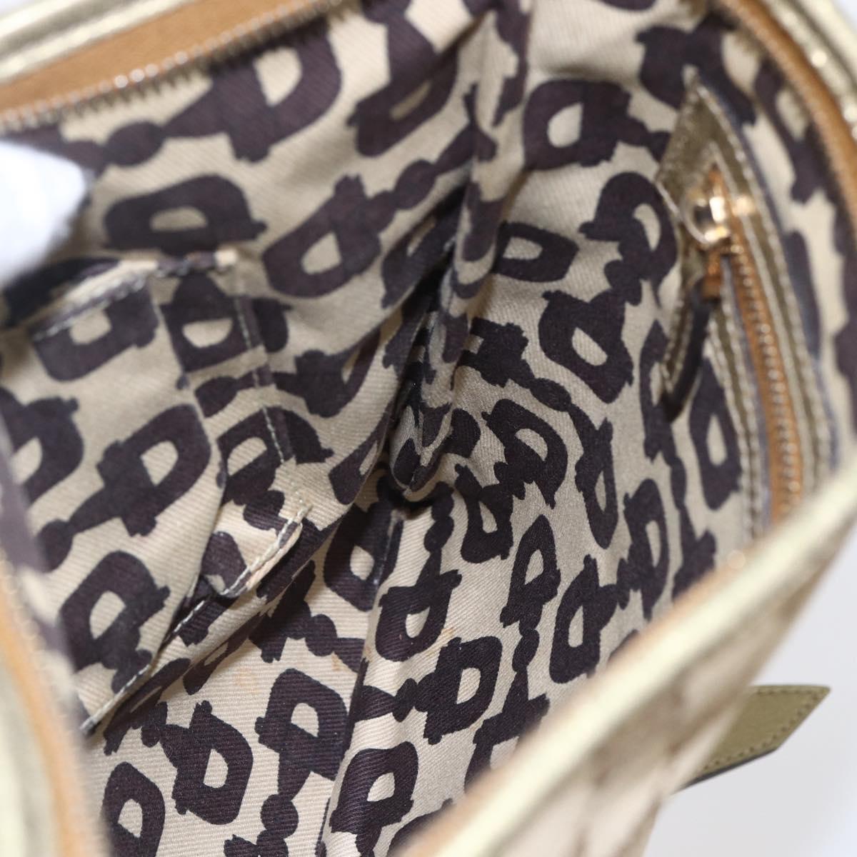 GUCCI GG Canvas Sherry Line Shoulder Bag Beige Gold 144388 Auth 154650