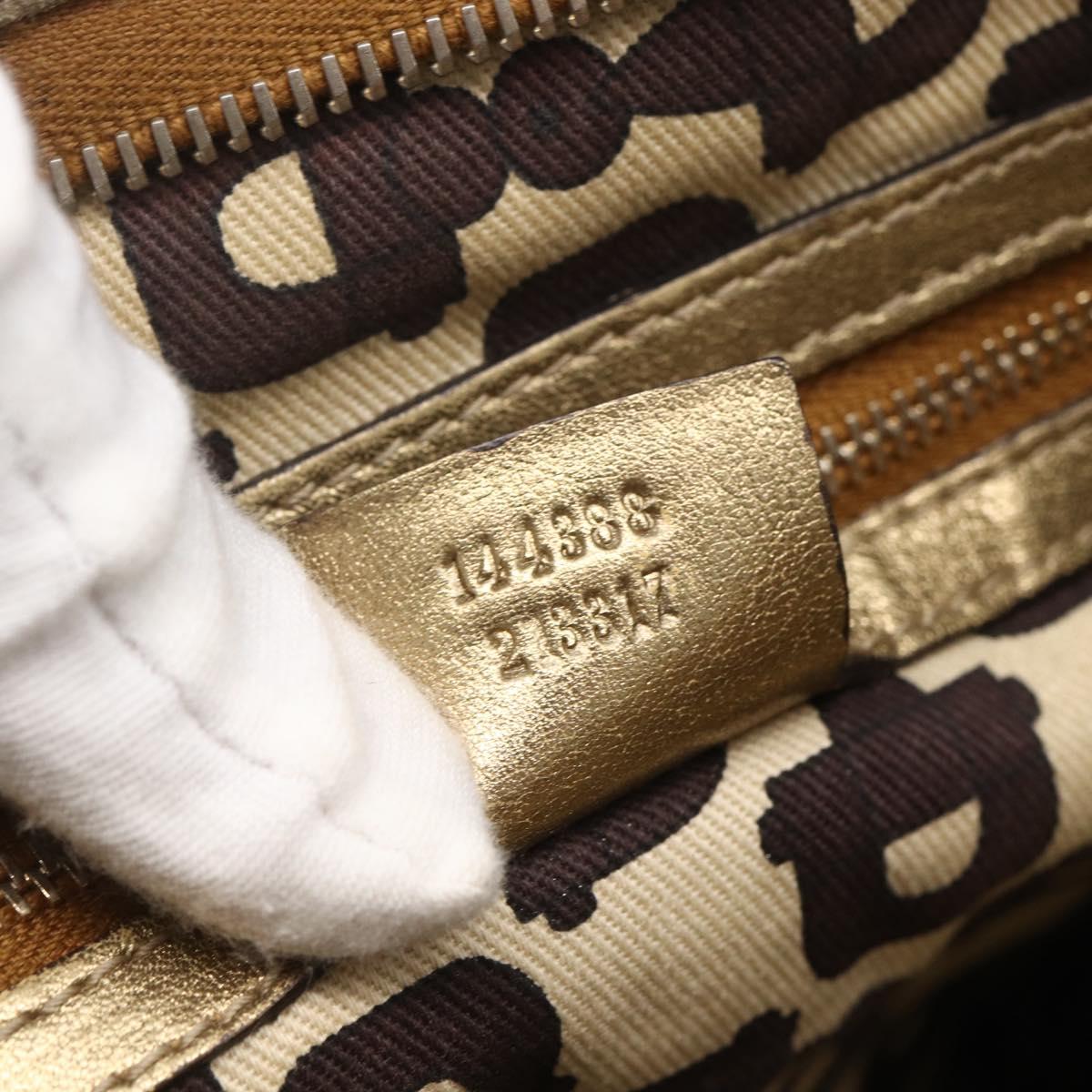 GUCCI GG Canvas Sherry Line Shoulder Bag Beige Gold 144388 Auth 154650A