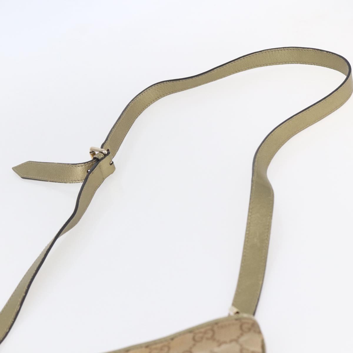 GUCCI GG Canvas Sherry Line Shoulder Bag Beige Gold 144388 Auth 154650A