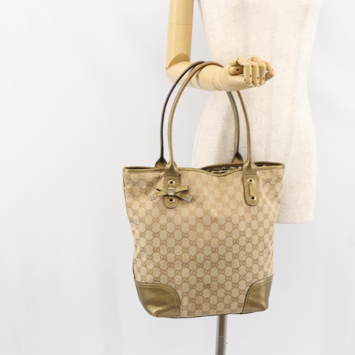 GUCCI GG Canvas Pretty Tote Bag Beige 181779 Auth 154651