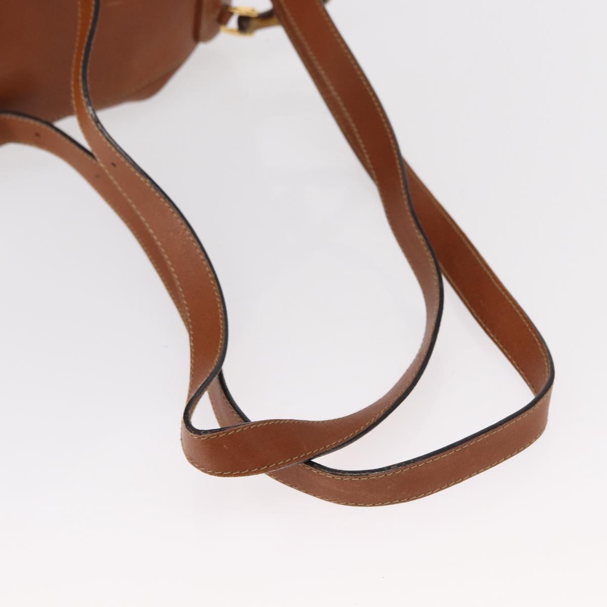 GUCCI Bamboo Backpack Leather Brown Gold Auth 154653