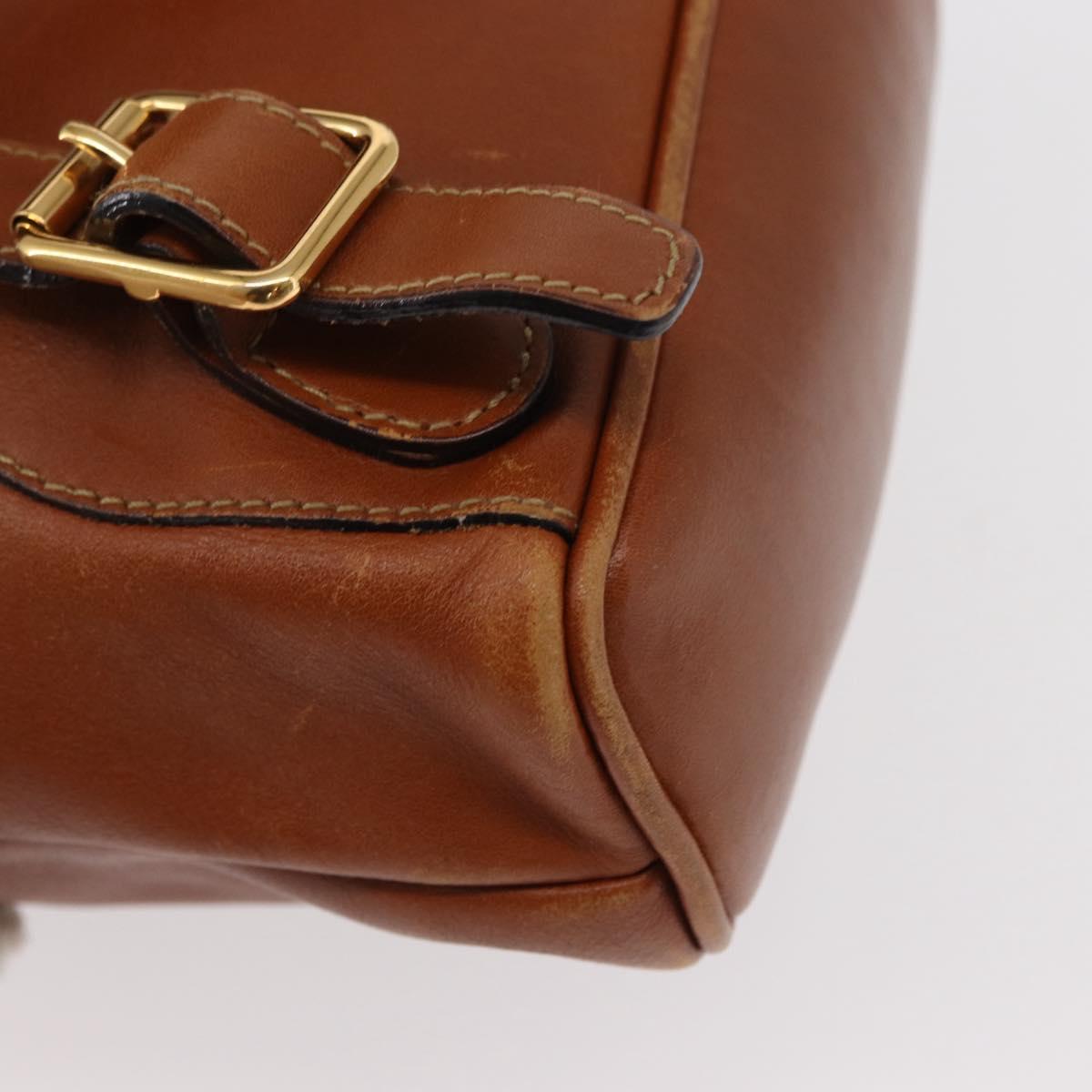 GUCCI Bamboo Backpack Leather Brown Gold Auth 154653